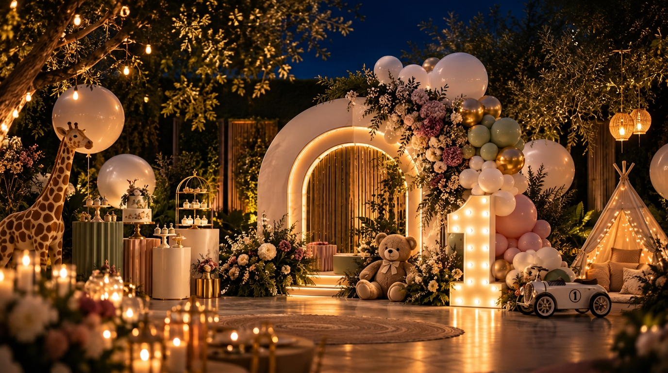 A warm first birthday scene created by Dream Corner